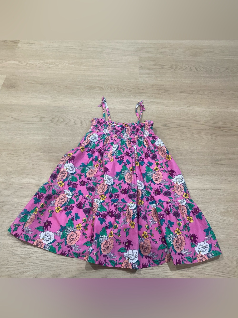 Janie and Jack Pink Floral Sundress with Multicolor Flowers